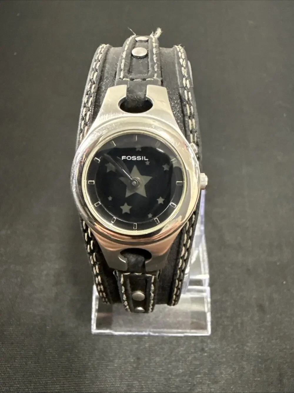 Women’s Fossil Big Tic ES-9674 New Batteries Stars/Black Color Change Dial (B16)